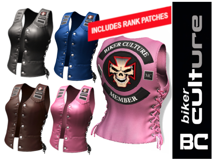Biker Culture - Women's MC BIKER VEST + RANK PATCHES