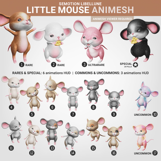 SEmotion Libellune Little Mouse Animesh #1 RARE