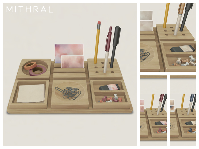 Mithral * Desk Supply Organizer (Light Wood)