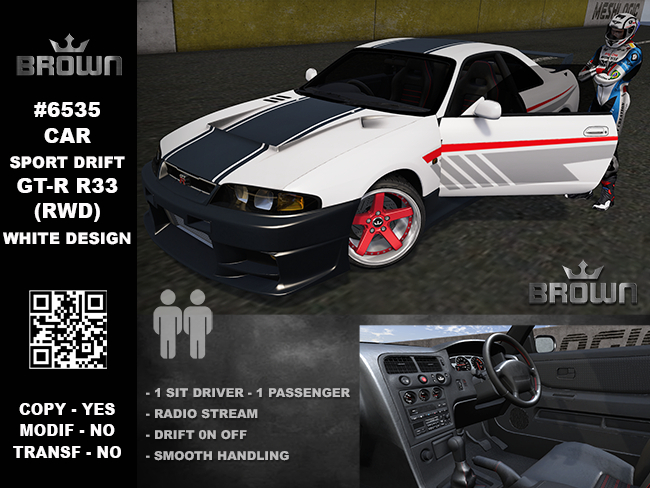 6535# CAR SPORT DRIFT GT-R R33 (RWD) WHITE COLOR WHEEL RGB V2
