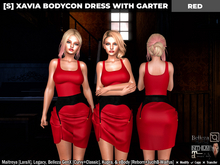 [S] Xavia Bodycon Dress With Garter Red