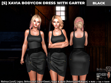 [S] Xavia Bodycon Dress With Garter Black