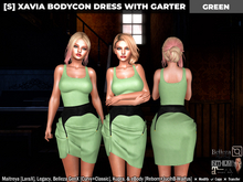 [S] Xavia Bodycon Dress With Garter Green