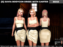 [S] Xavia Bodycon Dress With Garter Beige