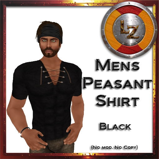 [LZ] Mens Peasant Shirt - Black