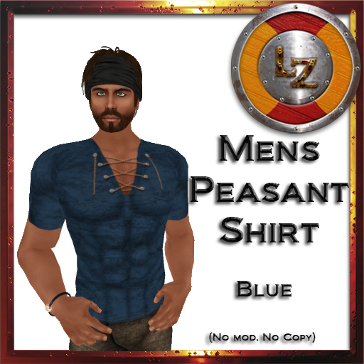 [LZ] Mens Peasant Shirt - Blue