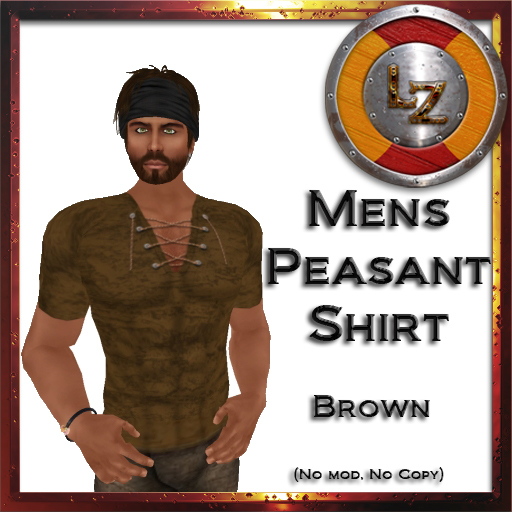 [LZ] Mens Peasant Shirt - Brown