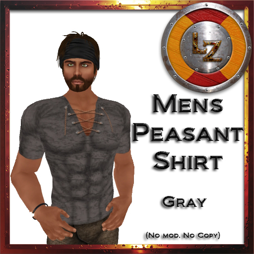 [LZ] Mens Peasant Shirt - Gray