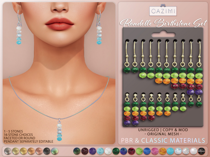 :CAZIMI: Rondelle Birthstone Jewelry Set