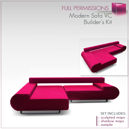 Full Perm Sculpted Modern Sofa VC Furniture Builder's Kit Set FULL PERM