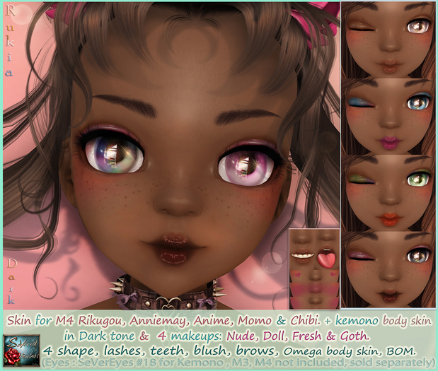 *{ SeVered GarDeN }* RUKIA Skin DARK - M4 Rikugou/AnnieMay/Anime/Momo/Chibi Head