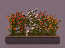 Planter with flowers and angel and budgies