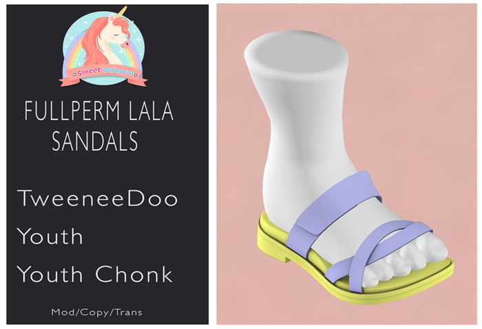 ::SU:: Fullperm  Lala Sandals {TweeneeDoo/Youth/Chonk}