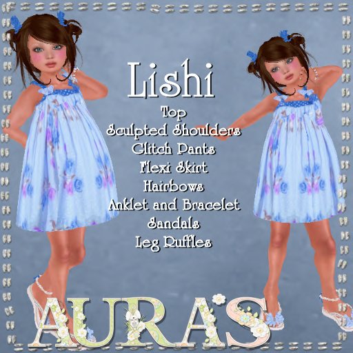 *Aura's* Lishi Dress in Blue for Little Girls, Kids and Tiny Tot