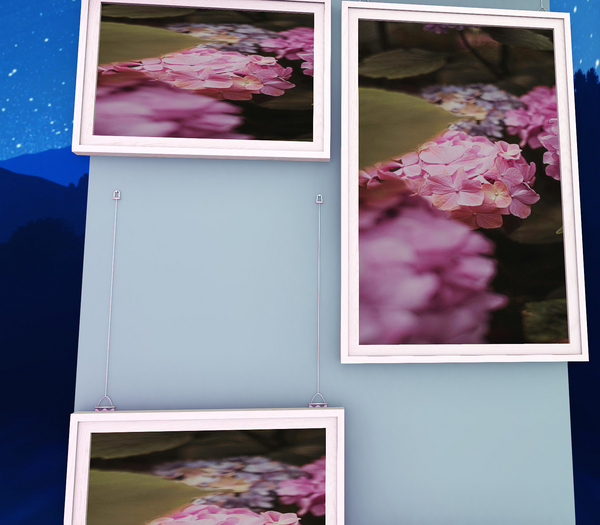 :: HANGING ART :: 3 Pc Set :: (Hydrenga's Pink Blue)