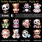Full Perm Textures - Teddy Bears Cliparts Pack 01
