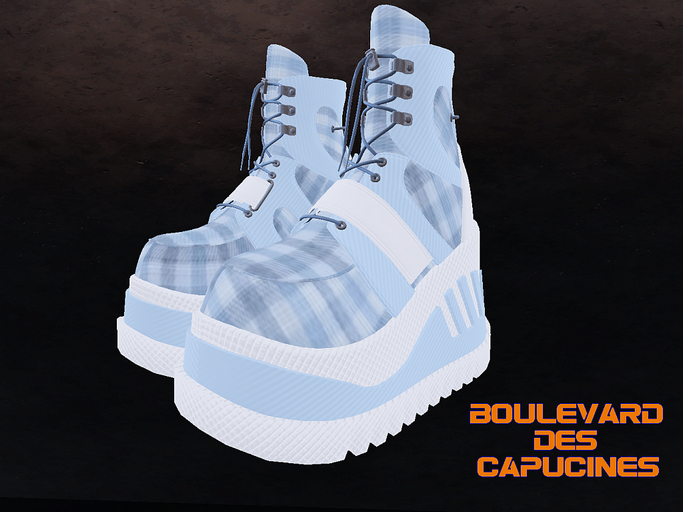 BDC - BLUE WHITE TARTAN BOOTS + BOM stocking
