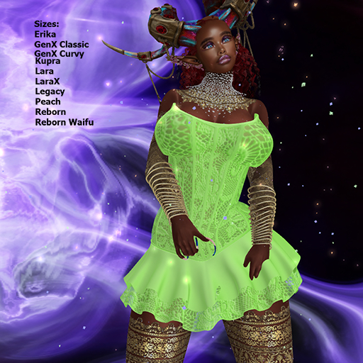 Toxic Green Strapless Lace Dress Version