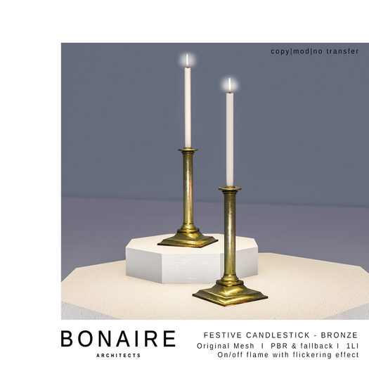 BONAIRE - Festive candle stick - bronze