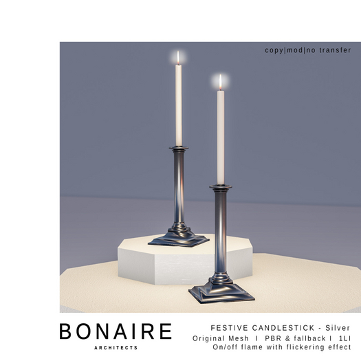 BONAIRE - Festive candle stick -silver 