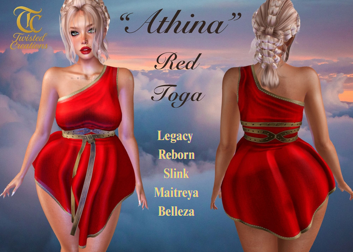 TC - Red Greek Toga Dress
