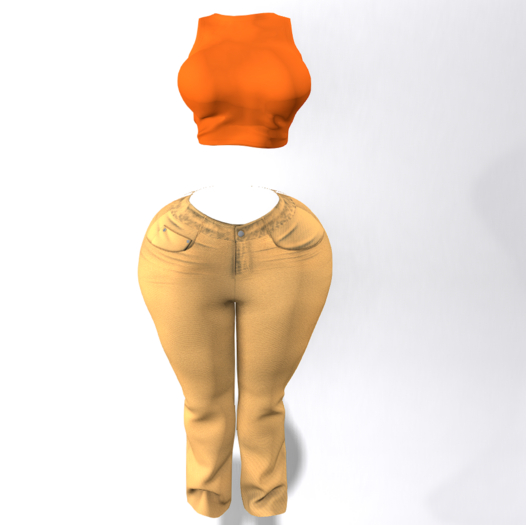 SH.  ORANGE TOP & TAN PANTS