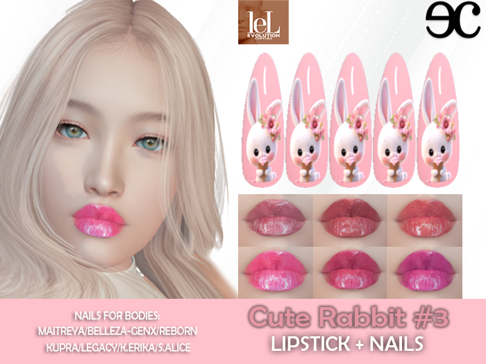 *EC* Cute Rabbit #3 Lipstick LeL EvoX+Almond Nails
