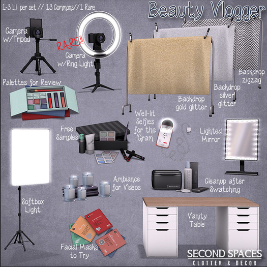 Second Spaces - Beauty Vlogger - camera w/ring light RARE