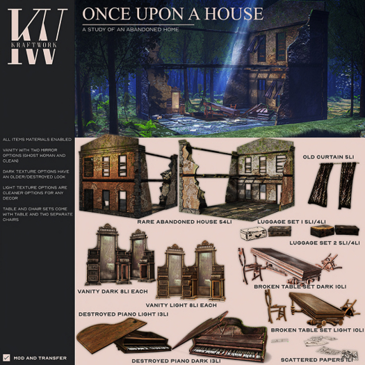 KraftWork Once Upon a House . Dark Broken Table Set
