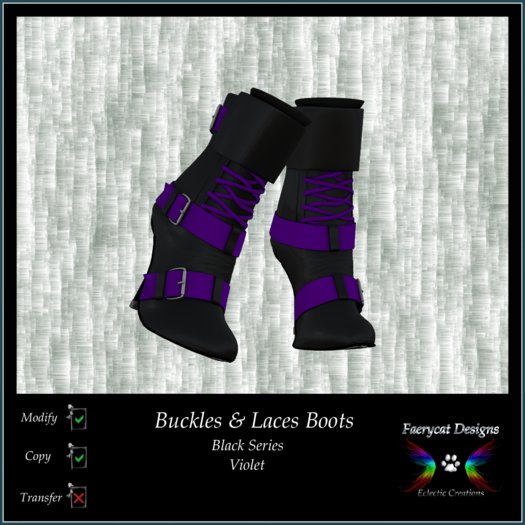 *FCD* Buckles & Laces Boots - Black Series - Violet