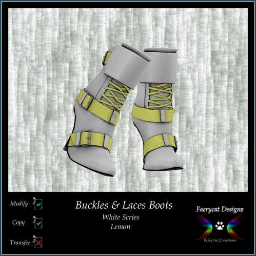 *FCD* Buckles & Laces Boots - White Series - Lemon