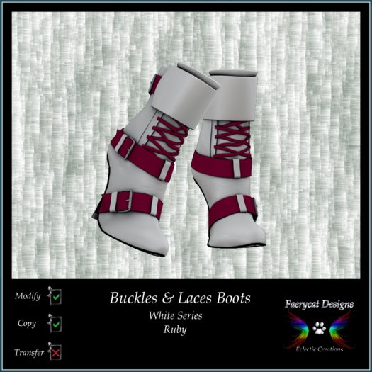 *FCD* Buckles & Laces Boots - White Series - Ruby