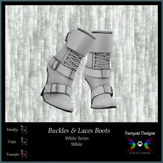 *FCD* Buckles & Laces Boots - White Series - White