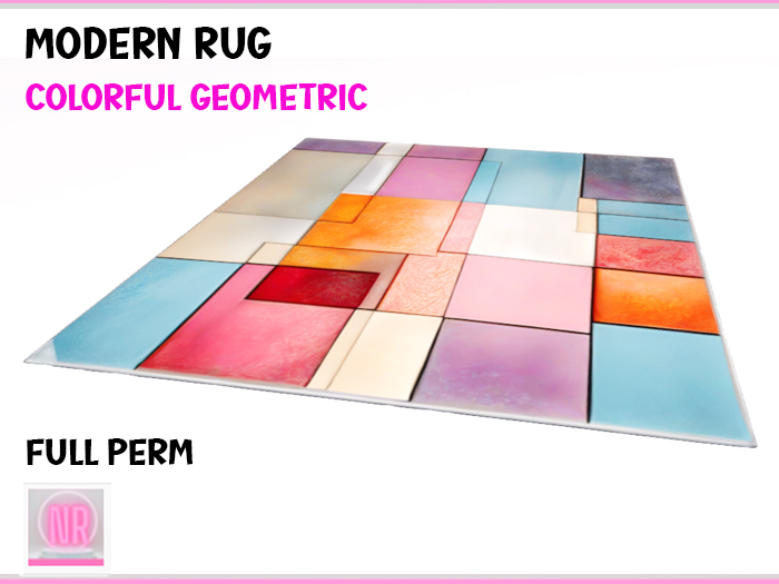 Modern Rug Colorful Geometric Full Perm 