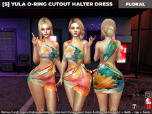 [S] Yula O-ring Cutout Halter Dress Floral