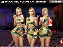 [S] Yula O-ring Cutout Halter Dress Patterns