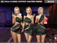 [S] Yula O-ring Cutout Halter Dress Black