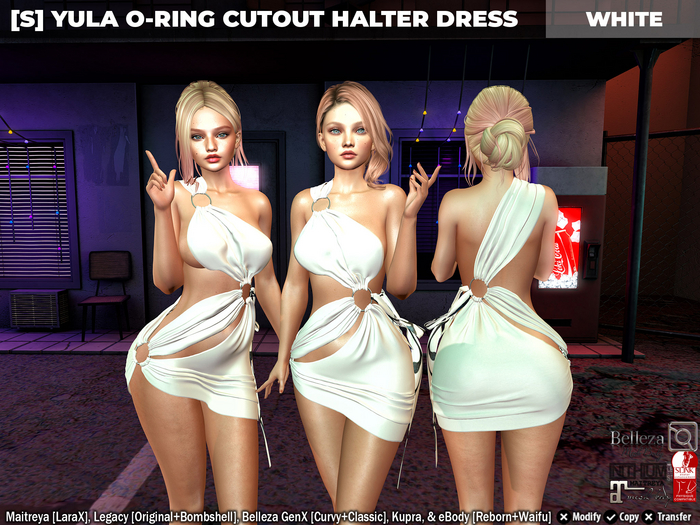 [S] Yula O-ring Cutout Halter Dress White