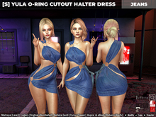 [S] Yula O-ring Cutout Halter Dress Jeans
