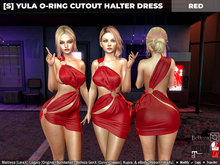[S] Yula O-ring Cutout Halter Dress Red