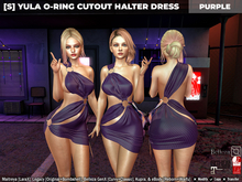 [S] Yula O-ring Cutout Halter Dress Purple