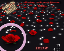 ~FT~ Deep Red  Roses & diamonds glitter 2X1.7 