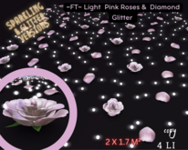 ~FT~ Light  Pink  Roses & diamonds glitter 2X1.7