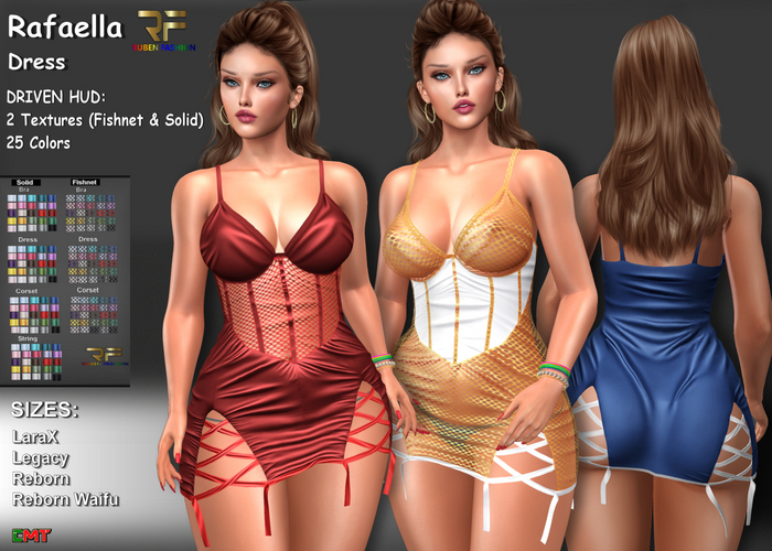 *PROMO - Rafaella Dress *with Driven Hud (25 textures Solid, 25 Textures Fishnet)
