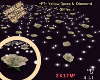 ~FT~YELLOW  Roses & diamonds glitter 2X1.7