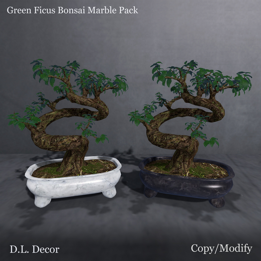 ! D.L. Decor Green Ficus Bonsai Marble Pack Mesh