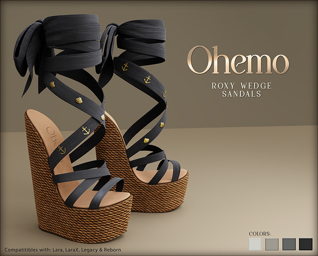 Ohemo - Roxy wedge sandals - blacks (Add me)