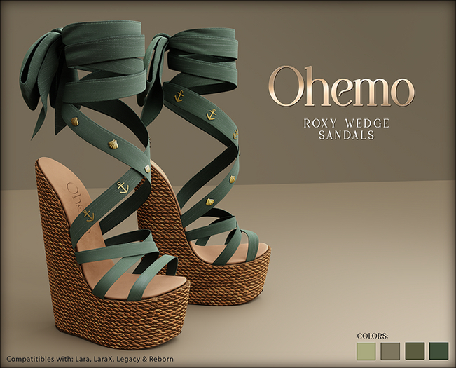 Ohemo - Roxy wedge sandals - greens (Add me)