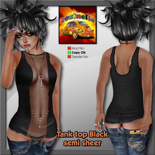 Coxi - Black Semi Sheer Tank
