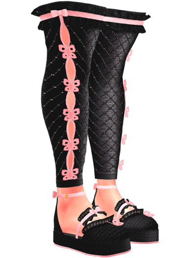 [FAME] Espadrilles & Stockings - Clarissa / Black - Pink